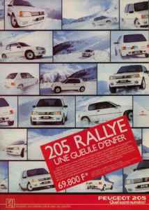 Publicité Peugeot 205 Rallye